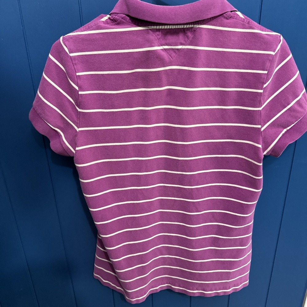 Tommy Hilfiger Women's Purple Striped Polo L - Picture 8 of 8